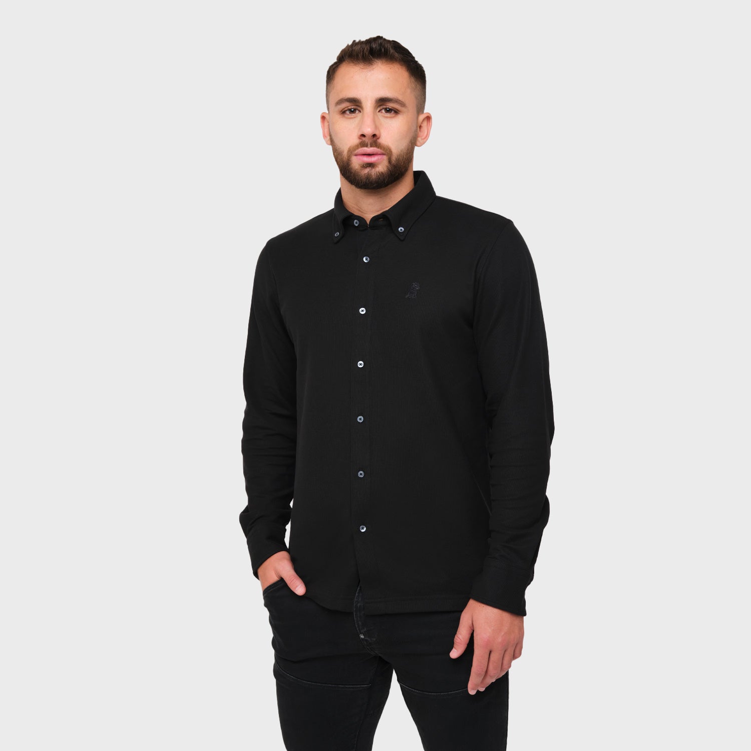 Camisa Negra Elegante Hombre Camisa Negra Manga Larga Para Hombre