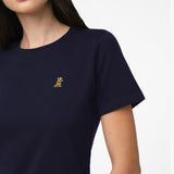 Camiseta Azul Logo Dorado para Mujer