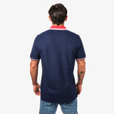 Polo Azul Cuello a Contraste Rojo