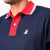 Polo Azul Cuello a Contraste Rojo