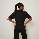 Camiseta Corta Negra Corte Holgado Mujer