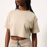 Camiseta Corta Taupé Corte Holgado Mujer