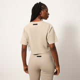 Camiseta Corta Taupé Corte Holgado Mujer