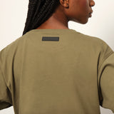 Camiseta Corta Verde Olivo Corte Holgado Mujer