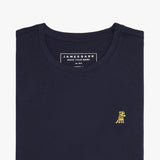 Camiseta Azul Manga Corta Cuello Redondo Logo Dorado para Mujer