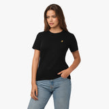 Camiseta Negra Negra Logo Dorado para Mujer