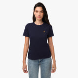 Camiseta Azul Logo Dorado para Mujer