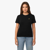 Camiseta Negra Negra Logo Dorado para Mujer