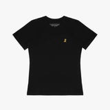 Camiseta Negra Negra Logo Dorado para Mujer