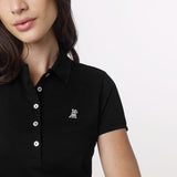 Polo Negra Entallada Logo Blanco para Mujer