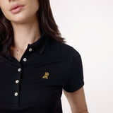 Polo Negra Entallada Logo Dorado para Mujer