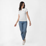 Polo Blanca Entallada Logo Blanco para Mujer
