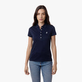 Polo Azul Entallada Logo Blanco para Mujer