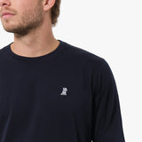 Camiseta Manga Larga Azul Logo Blanco para Hombre