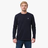 Camiseta Manga Larga Azul Logo Blanco para Hombre
