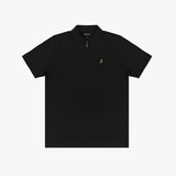 Polo Viajero Negra Logo Dorado