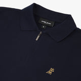 Polo Viajero Azul Logo Dorado