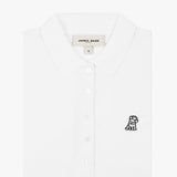 Polo Blanca Entallada Logo Blanco para Mujer