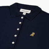 Polo Azul Entallada Logo Dorado para Mujer