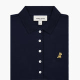 Polo Azul Entallada Logo Dorado para Mujer