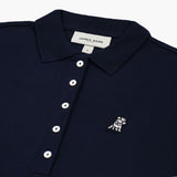 Polo Azul Entallada Logo Blanco para Mujer