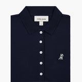 Polo Azul Entallada Logo Blanco para Mujer