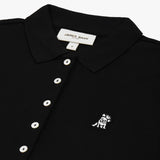 Polo Negra Entallada Logo Blanco para Mujer