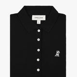 Polo Negra Entallada Logo Blanco para Mujer