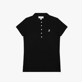 Polo Negra Entallada Logo Blanco para Mujer