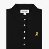Polo Negra Entallada Logo Dorado para Mujer
