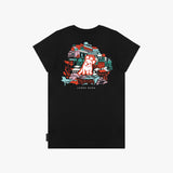 Camiseta Gráfica Positano Negra para Mujer