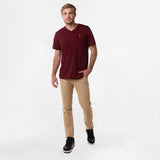 Camiseta Cuello en V Vinotinto Logo Marrón para Hombre