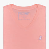 Camiseta Cuello en V Coral Logo Rosado para Hombre