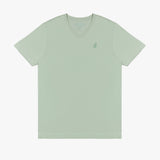Camiseta Cuello en V Verde Claro Logo Verde para Hombre