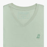 Camiseta Cuello en V Verde Claro Logo Verde para Hombre