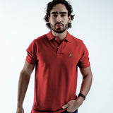 Polo Roja Logo Dorado