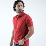 Polo Roja Logo Dorado