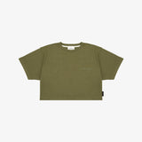 Camiseta Corta Verde Olivo Corte Holgado Mujer