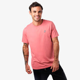 Camiseta Rosada Manga Corta Cuello Redondo Logo Blanco