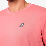 Camiseta Rosada Manga Corta Cuello Redondo Logo Blanco