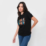 Camiseta Negra Gráfico JB Frontal Mujer