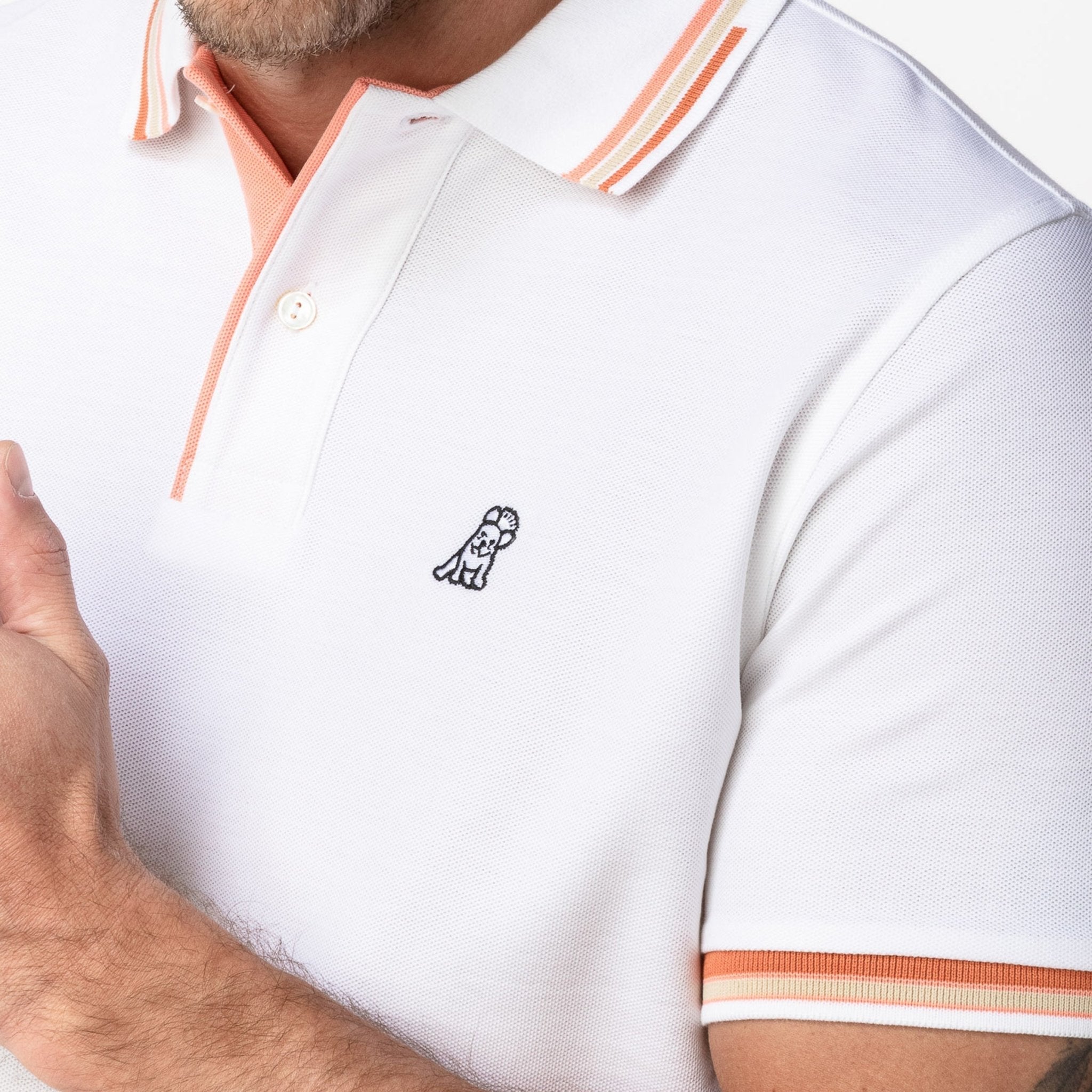 Men's Bean Contrast Stripe Polo Shirt - JAMES BARK
