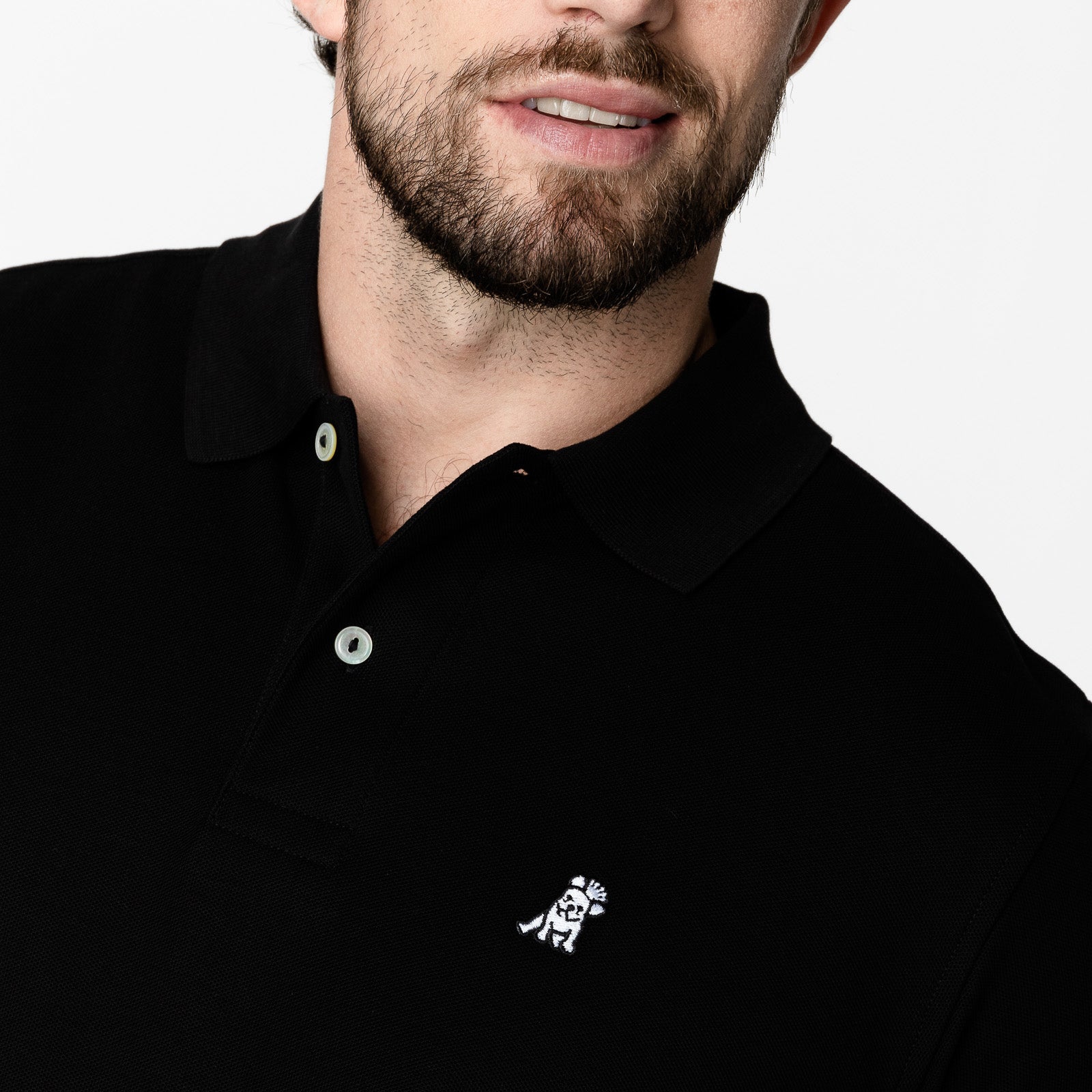 Men's Black Regular Fit Polo Shirt - White Bark - JAMES BARK