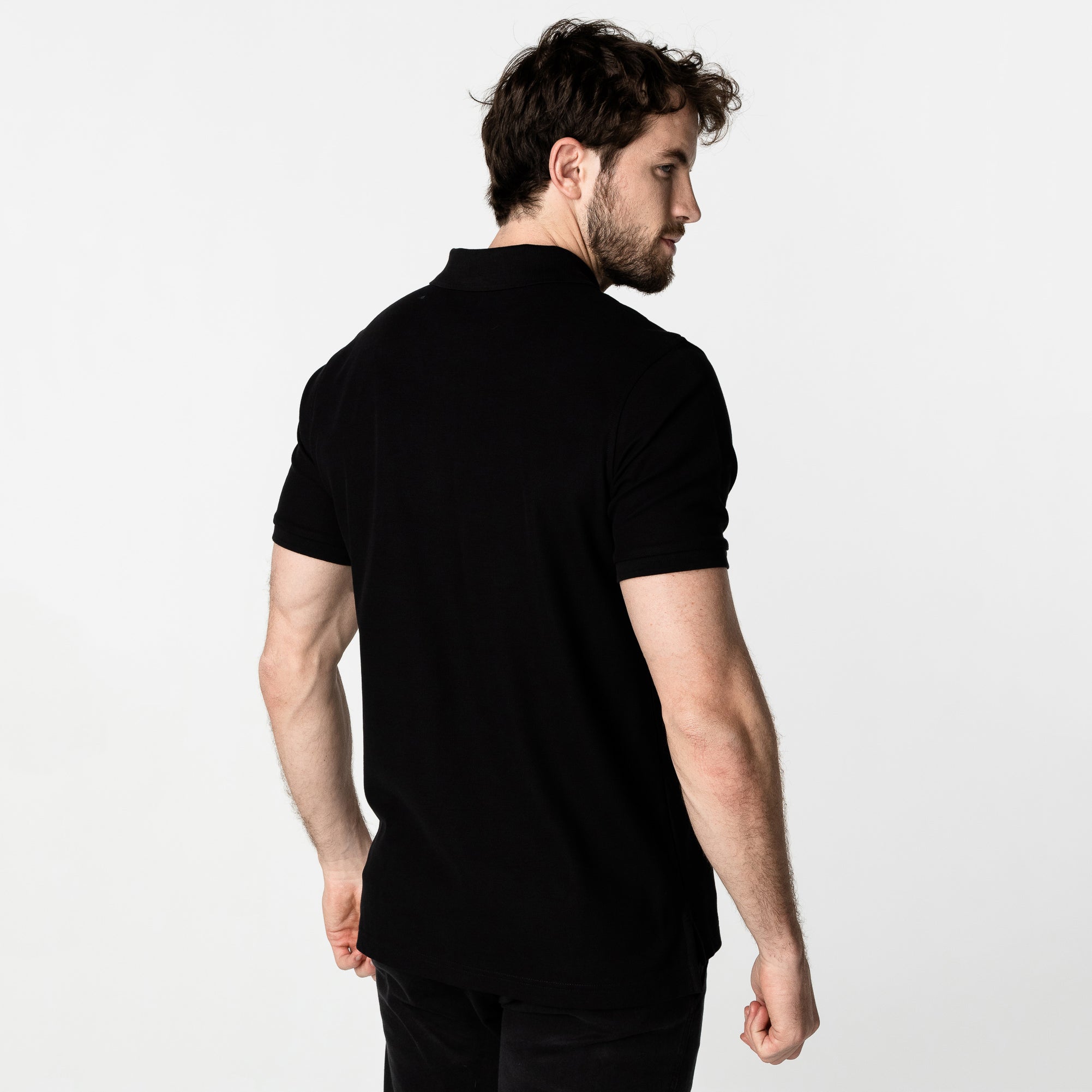 Men's Black Regular Fit Polo Shirt - White Bark - JAMES BARK