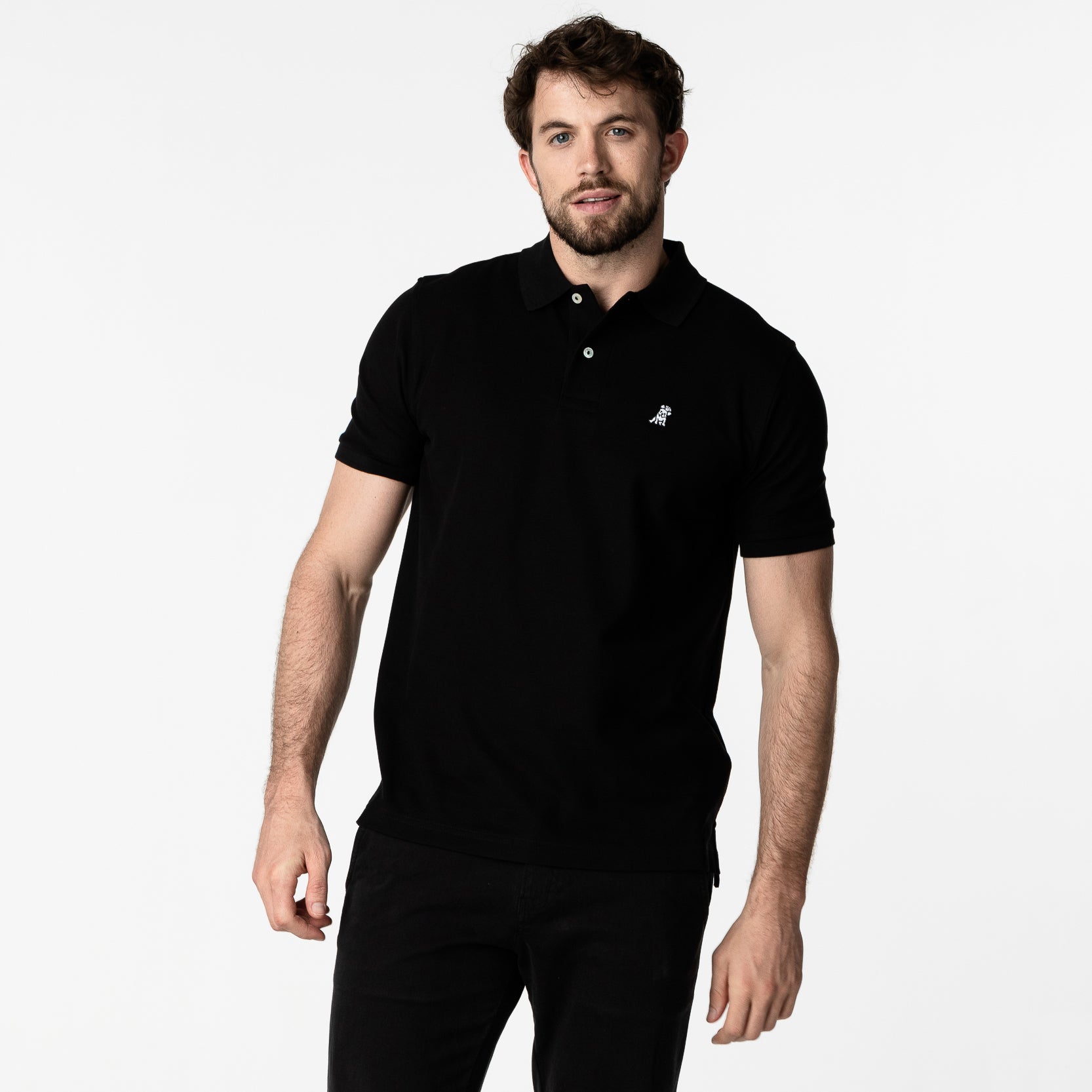 Men's Black Regular Fit Polo Shirt - White Bark - JAMES BARK