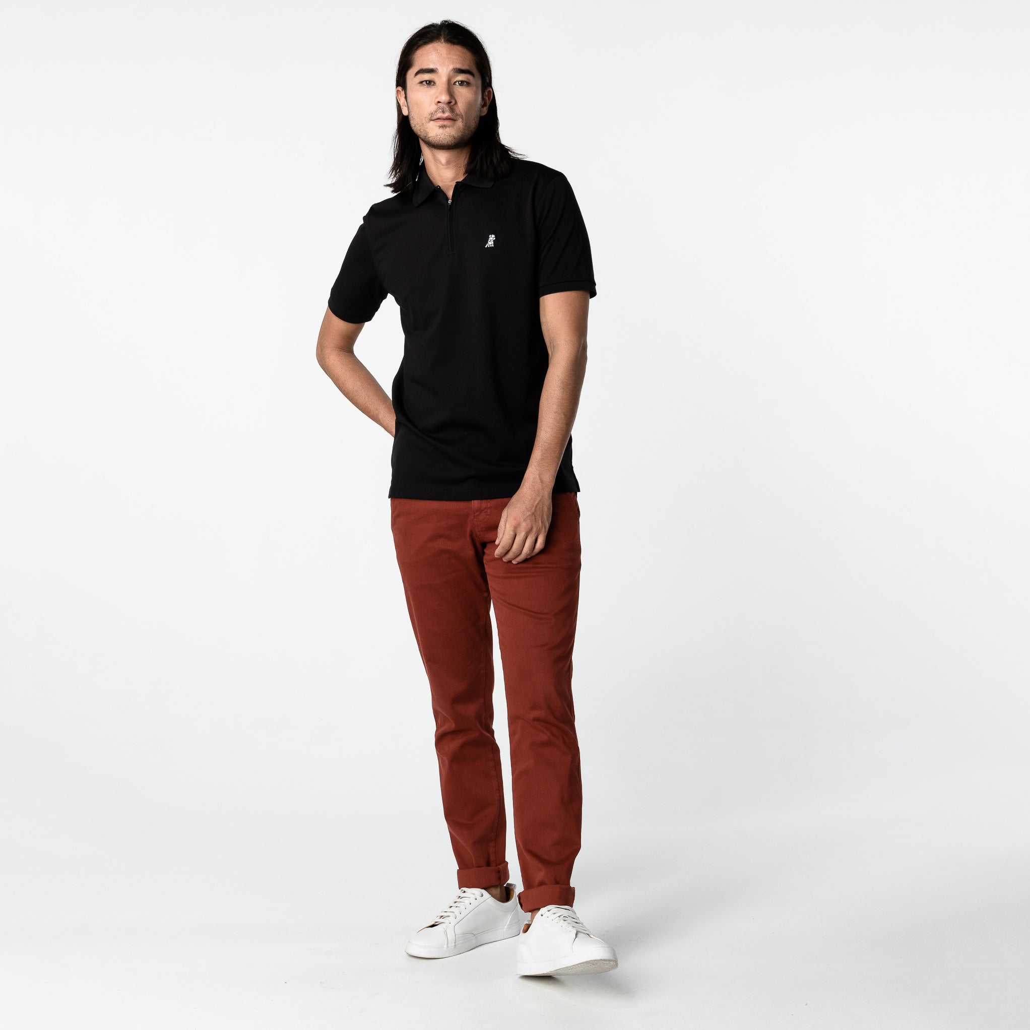 Men's Black Traveler Polo Shirt - White Bark - jamesbark-usa
