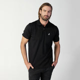Men's Black Traveler Polo Shirt - White Bark - jamesbark-usa