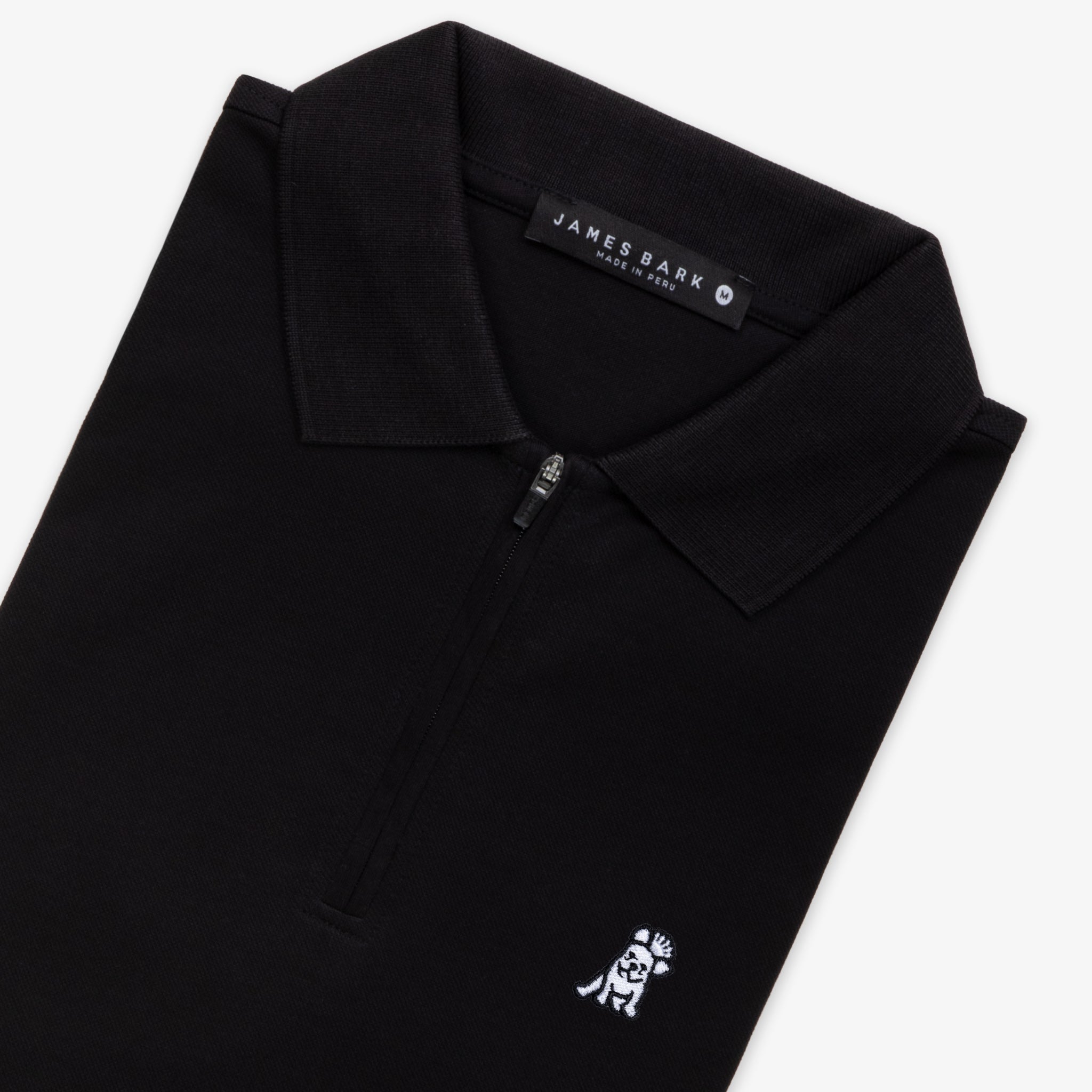 Men's Black Traveler Polo Shirt - White Bark - jamesbark-usa