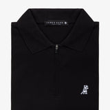 Men's Black Traveler Polo Shirt - White Bark - jamesbark-usa - FLAT