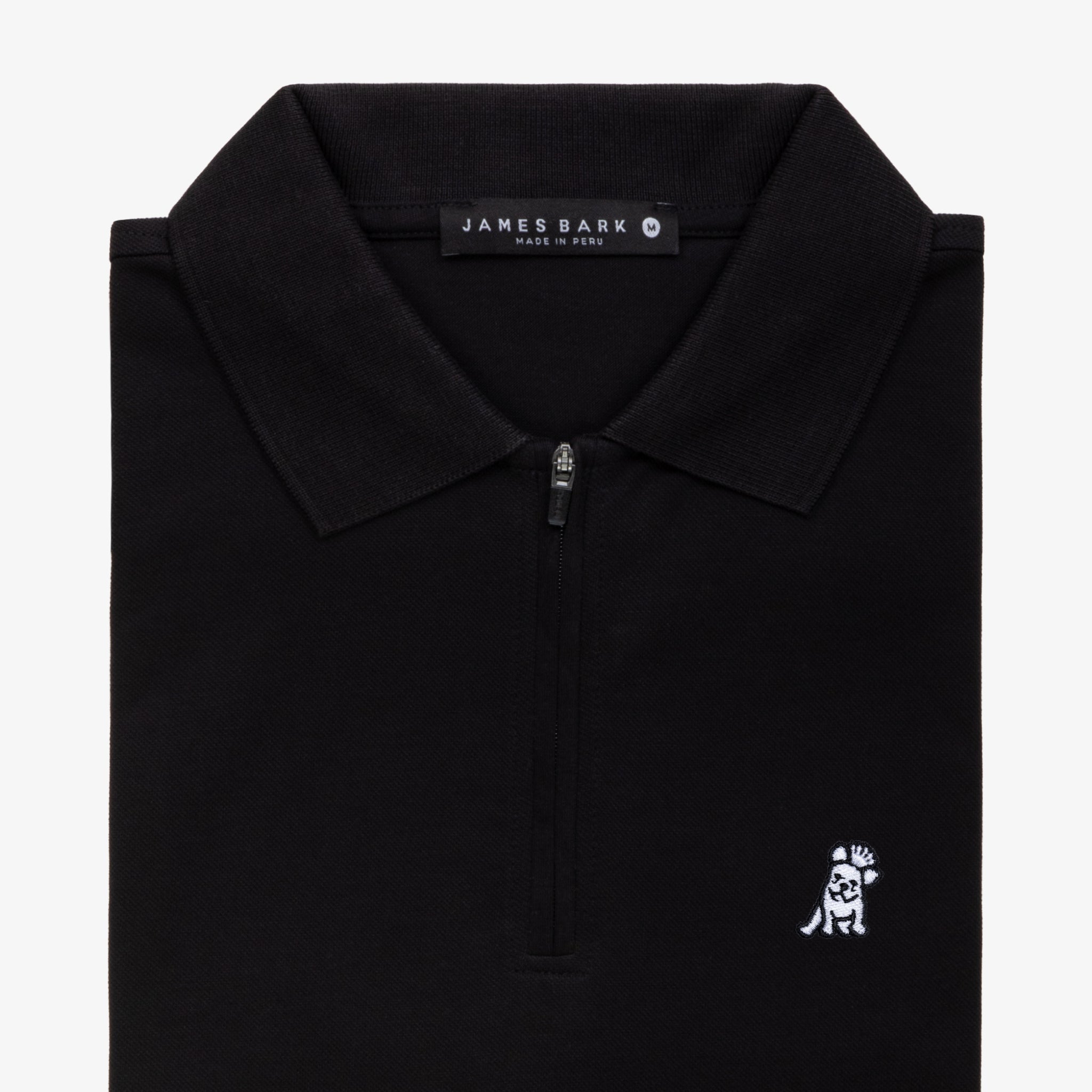 Men's Black Traveler Polo Shirt - White Bark - jamesbark-usa - FLAT